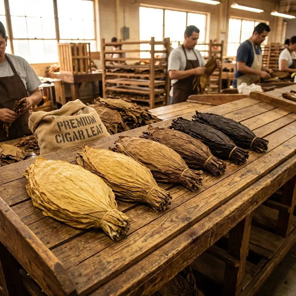 Different grades of premium tobacco leaves